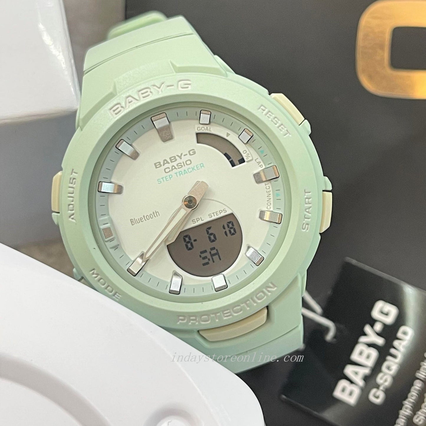 Casio Baby-G Women's Watch BSA-B100CS-3A Resin Band Mineral Glass Shock Resistant Mobile Link Bluetooth