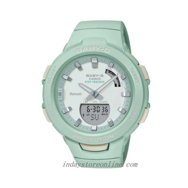 Casio Baby-G Women's Watch BSA-B100CS-3A Resin Band Mineral Glass Shock Resistant Mobile Link Bluetooth