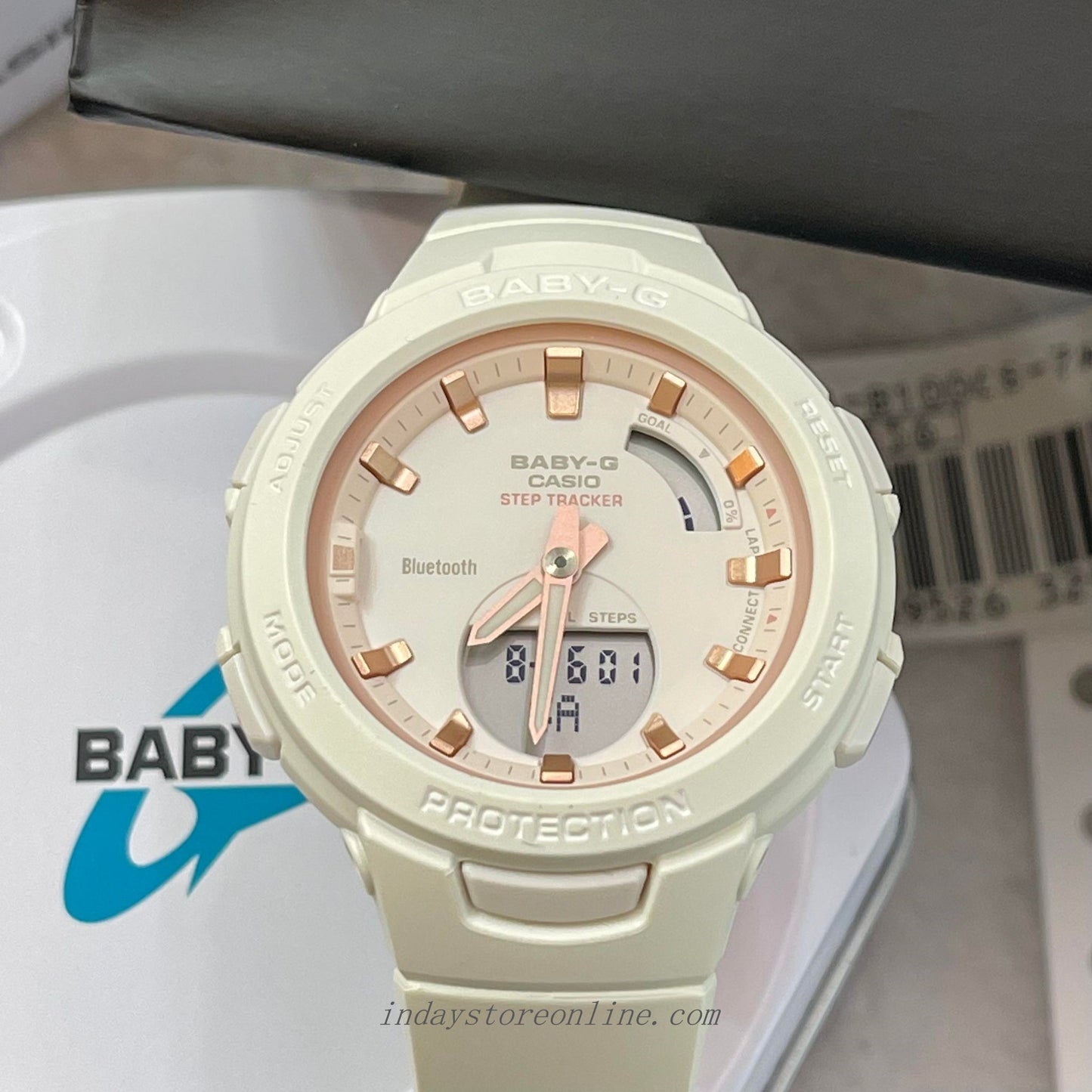 Casio Baby-G Women's Watch BSA-B100CS-7A Resin Band Mineral Glass Shock Resistant Mobile Link Bluetooth