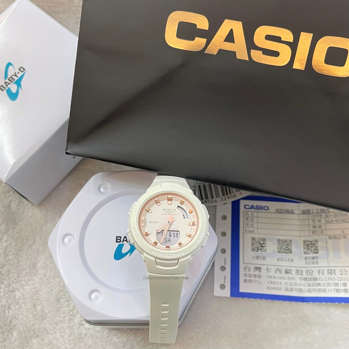Casio Baby-G Women's Watch BSA-B100CS-7A Resin Band Mineral Glass Shock Resistant Mobile Link Bluetooth