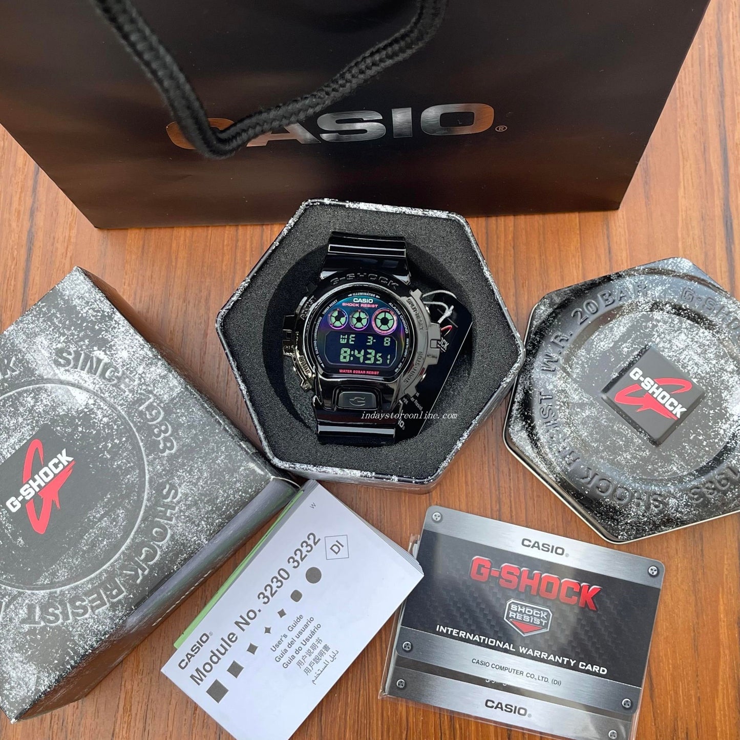 Casio G-Shock Men's Watch DW-6900RGB-1 Digital 6900 Series Virtual Rainbow in Glossy Black
