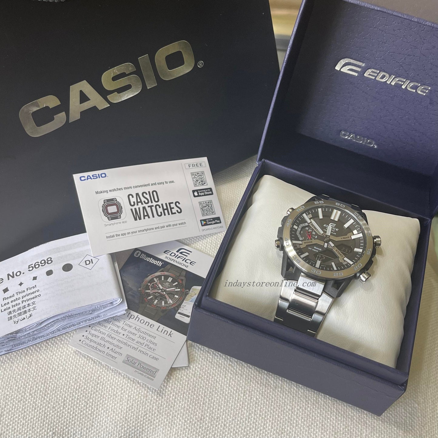 Casio Edifice Men's Watch ECB-2000D-1A Edifice Sospensione Mineral Glass Mobile link Bluetooth