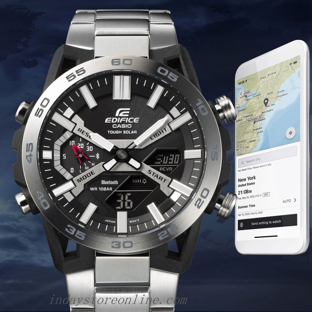 Casio Edifice Men's Watch ECB-2000D-1A Edifice Sospensione Mineral Glass Mobile link Bluetooth