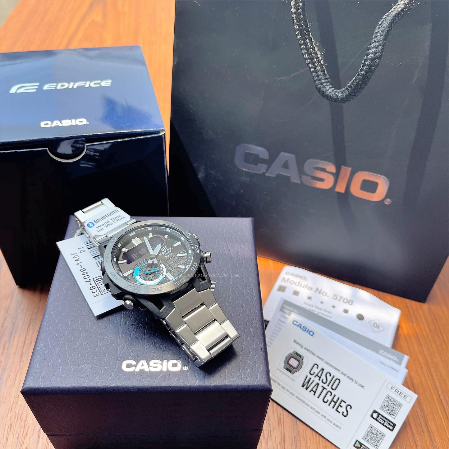 Casio Edifice Men's Watch ECB-40DB-1A Edifice Sospensione Mobile link Bluetooth