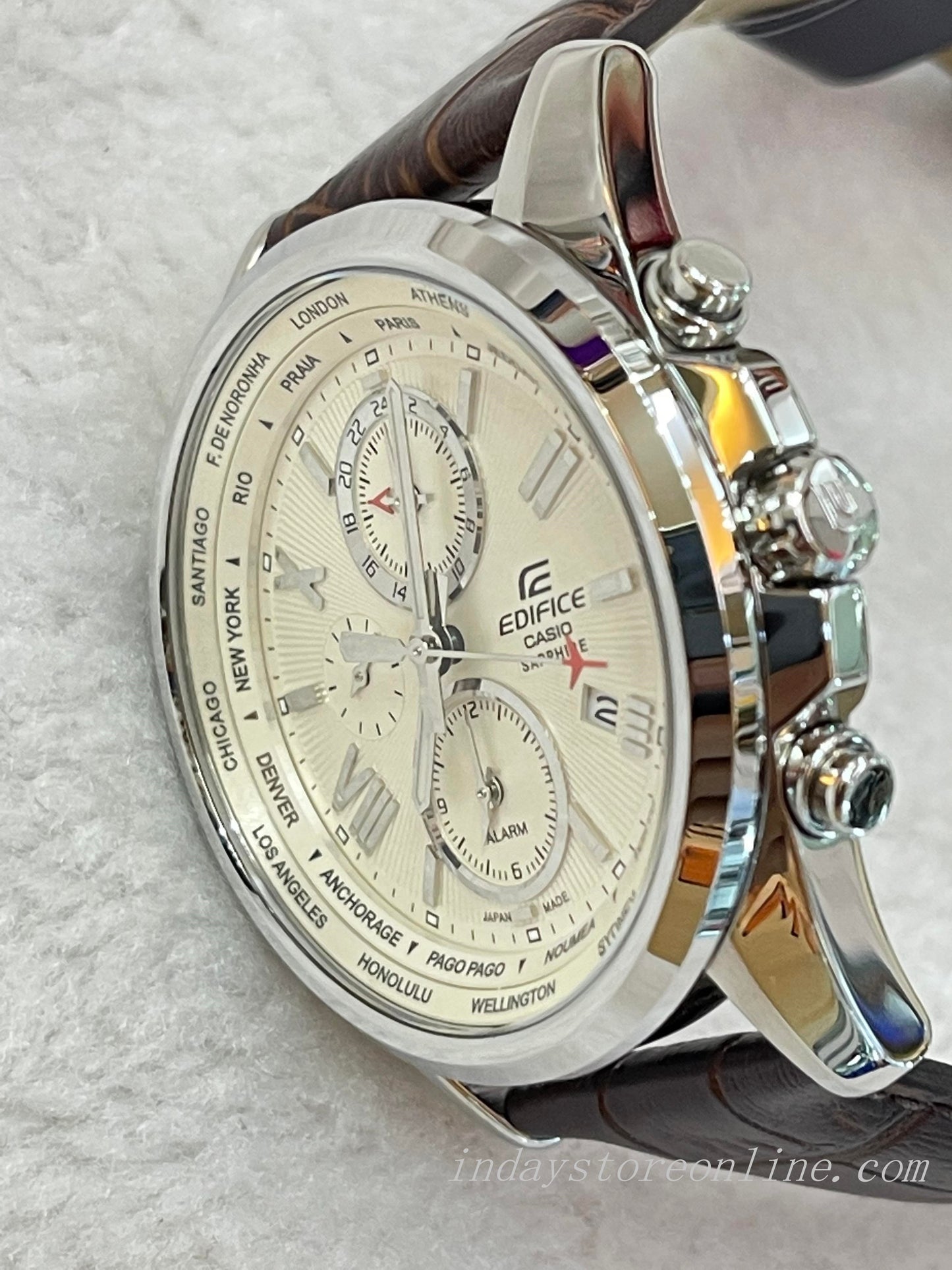 Casio Edifice Men's Watch EFB-301JBL-7A Sapphire Crystal Genuine Leather Strap