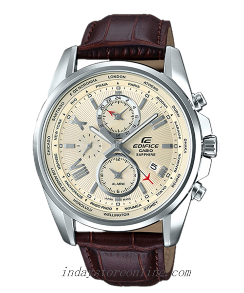 Casio Edifice Men's Watch EFB-301JBL-7A Sapphire Crystal Genuine Leather Strap