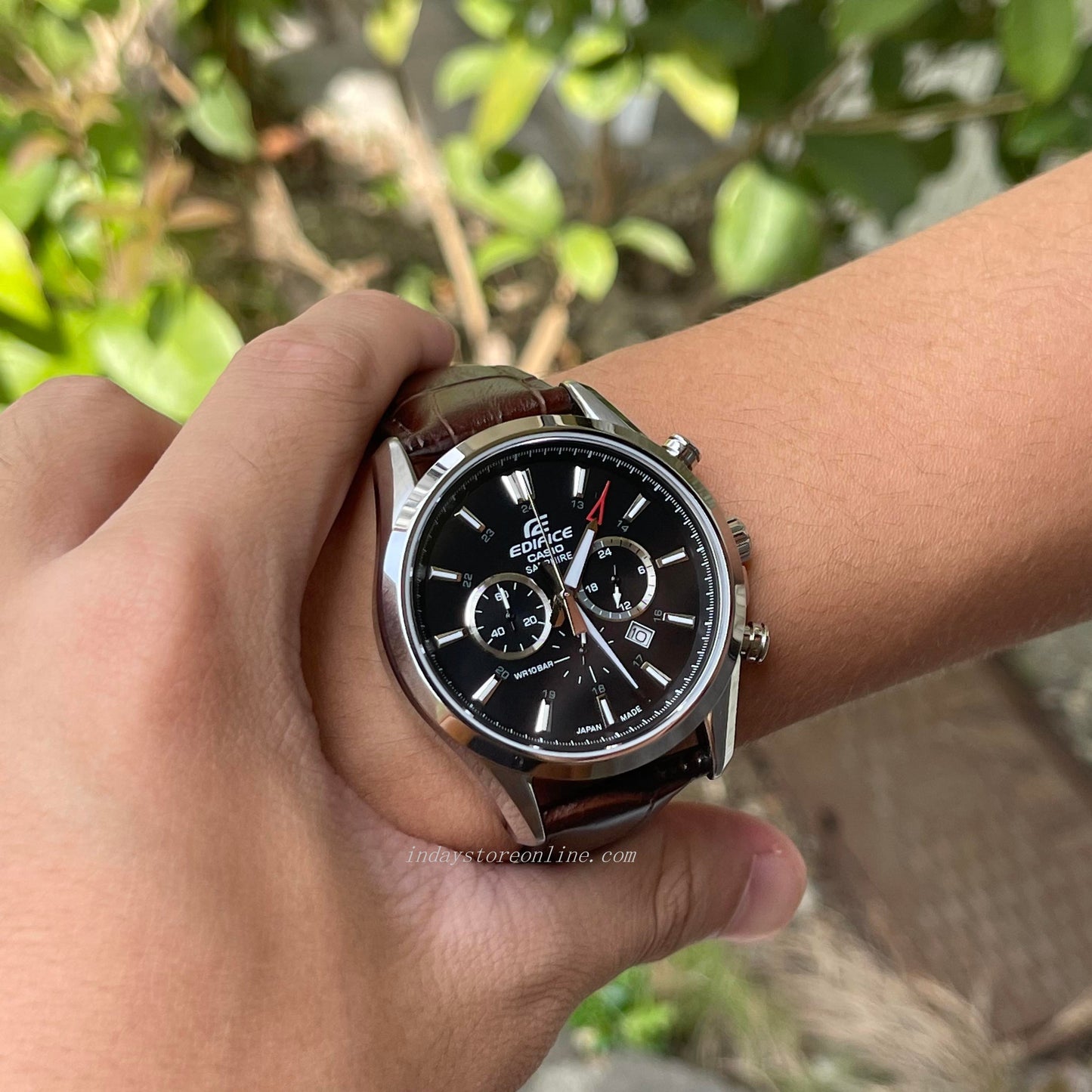 Casio Edifice Men's Watch EFB-504JL-1A Sapphire Glass Genuine Leather Band