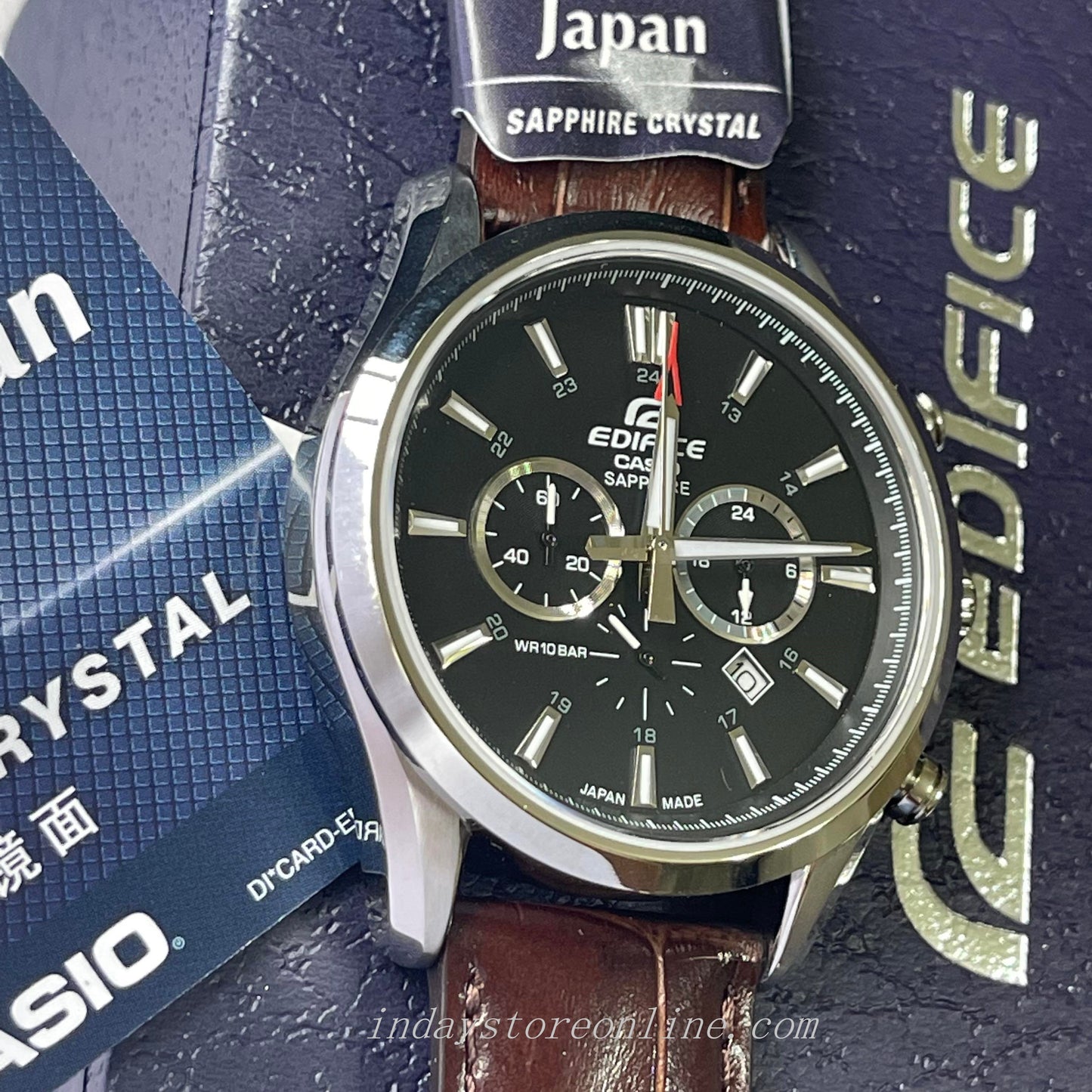 Casio Edifice Men's Watch EFB-504JL-1A Sapphire Glass Genuine Leather Band