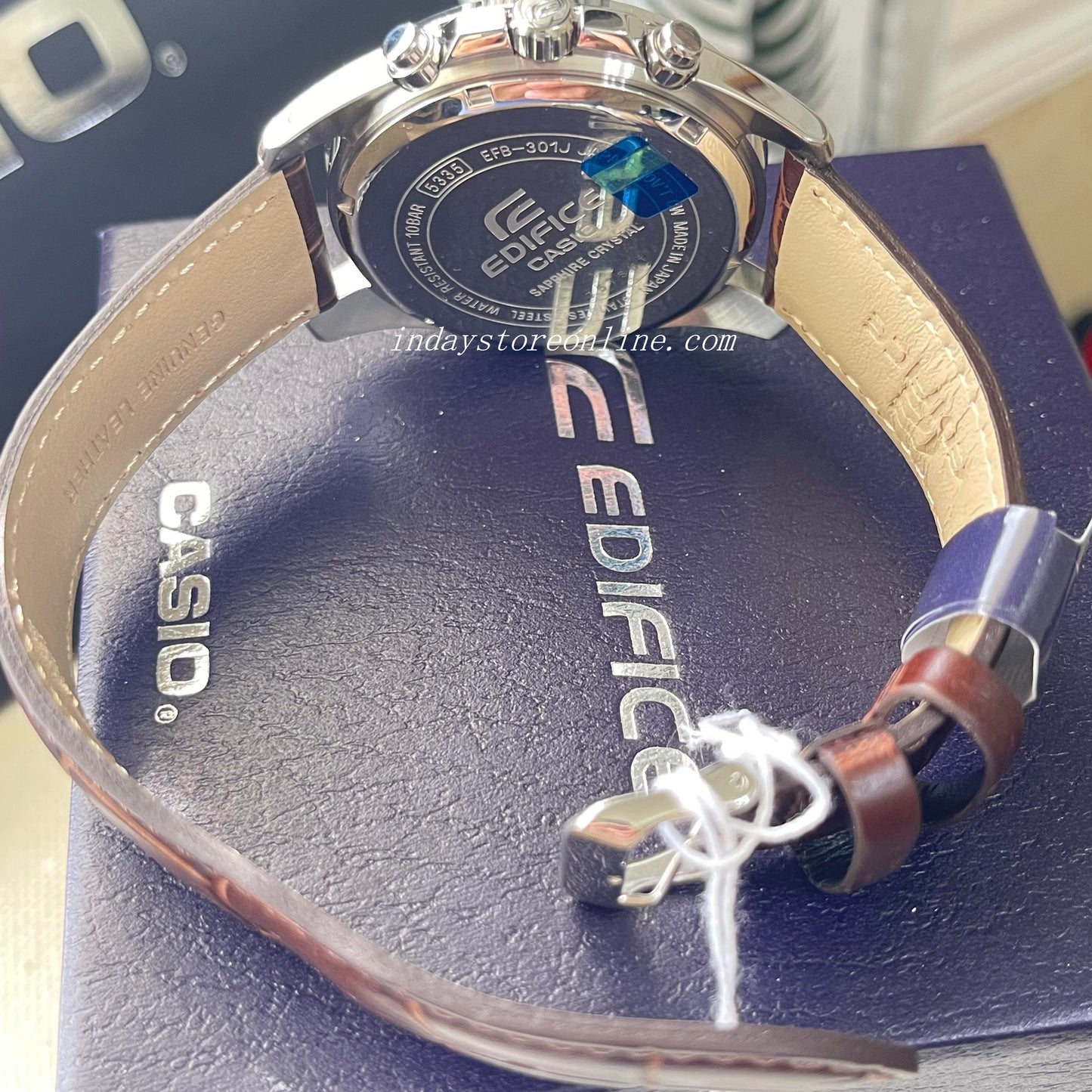 Casio Edifice Men's Watch EFB-504JL-1A Sapphire Glass Genuine Leather Band