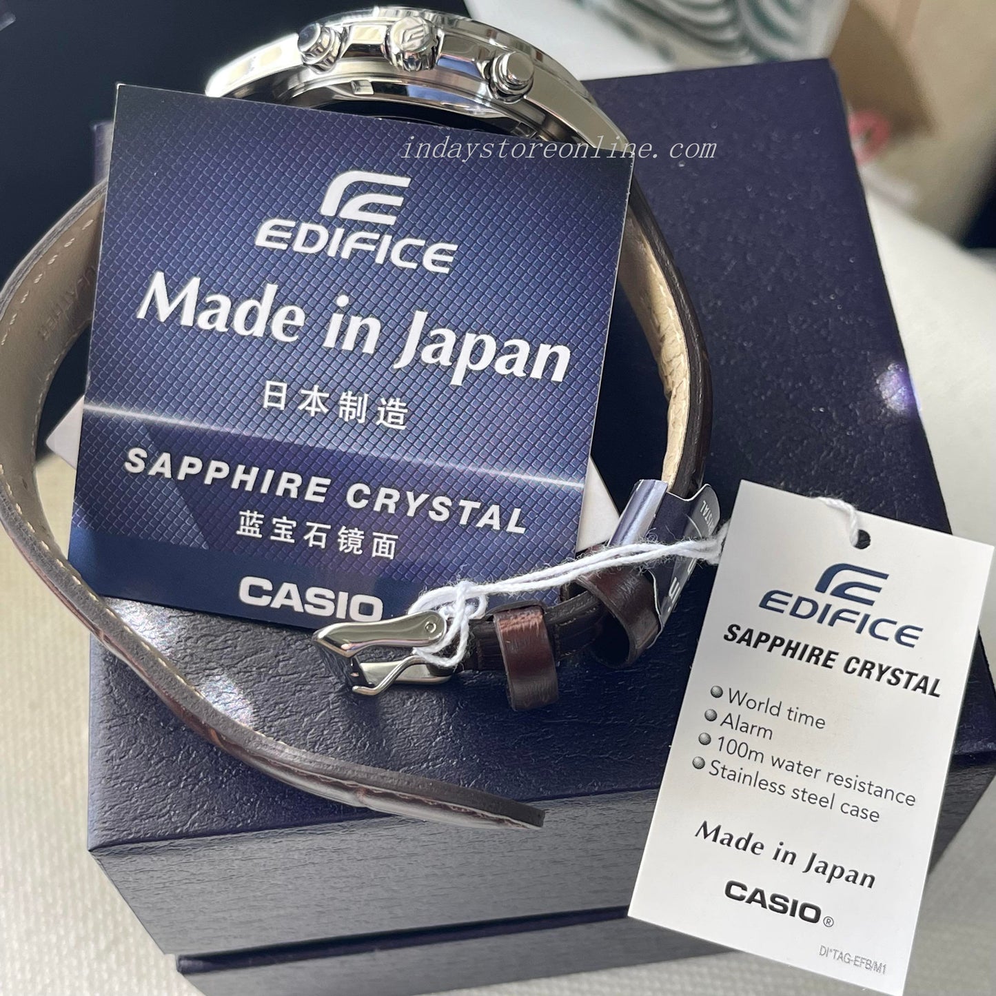 Casio Edifice Men's Watch EFB-504JL-1A Sapphire Glass Genuine Leather Band
