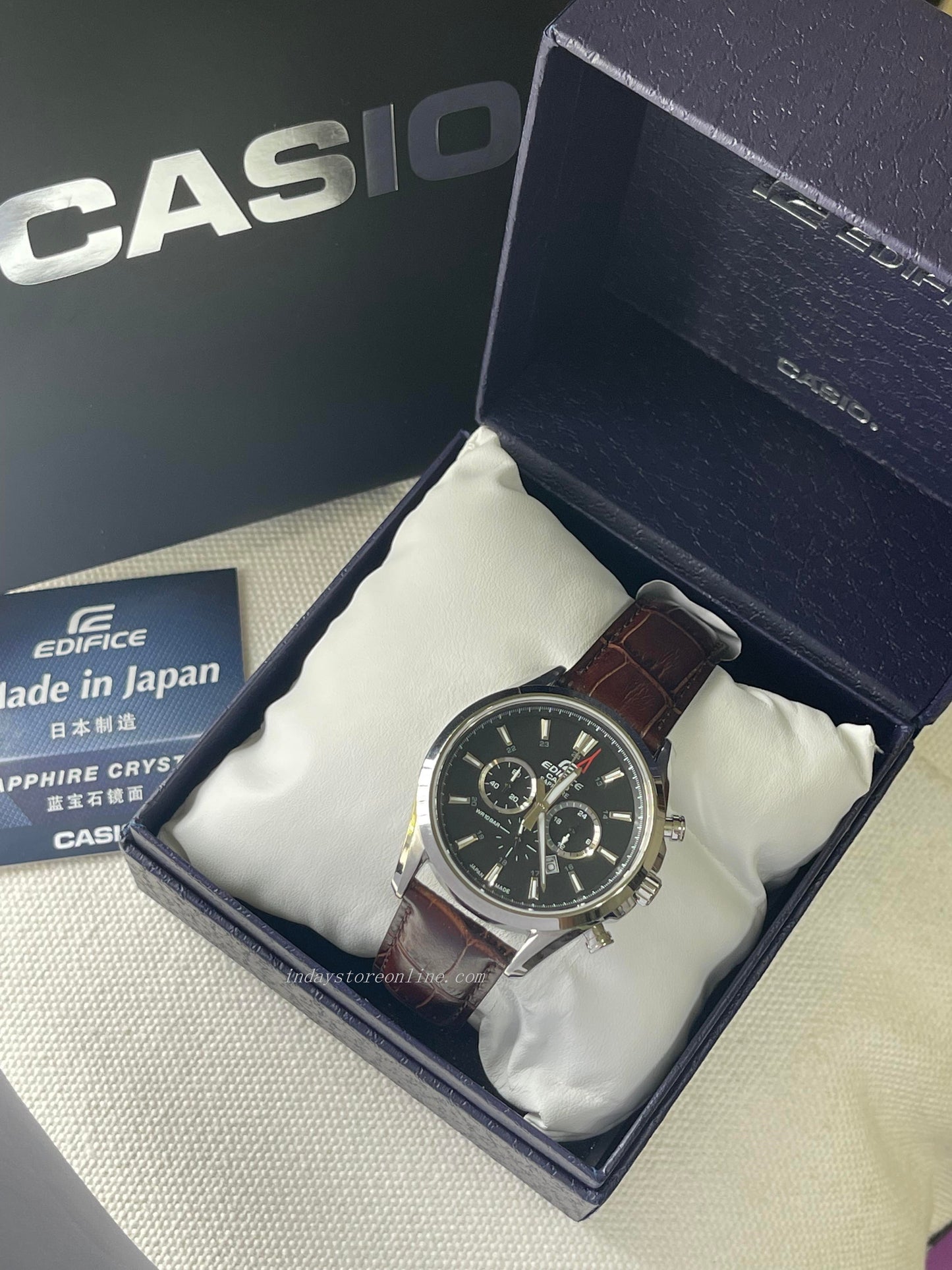 Casio Edifice Men's Watch EFB-504JL-1A Sapphire Glass Genuine Leather Band
