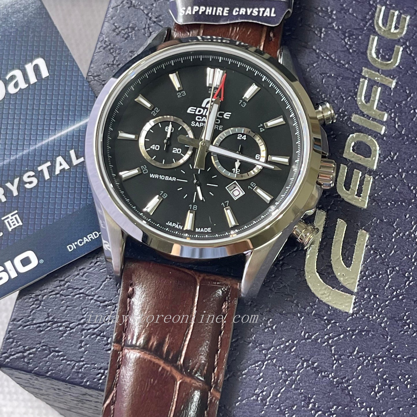 Casio Edifice Men's Watch EFB-504JL-1A Sapphire Glass Genuine Leather Band