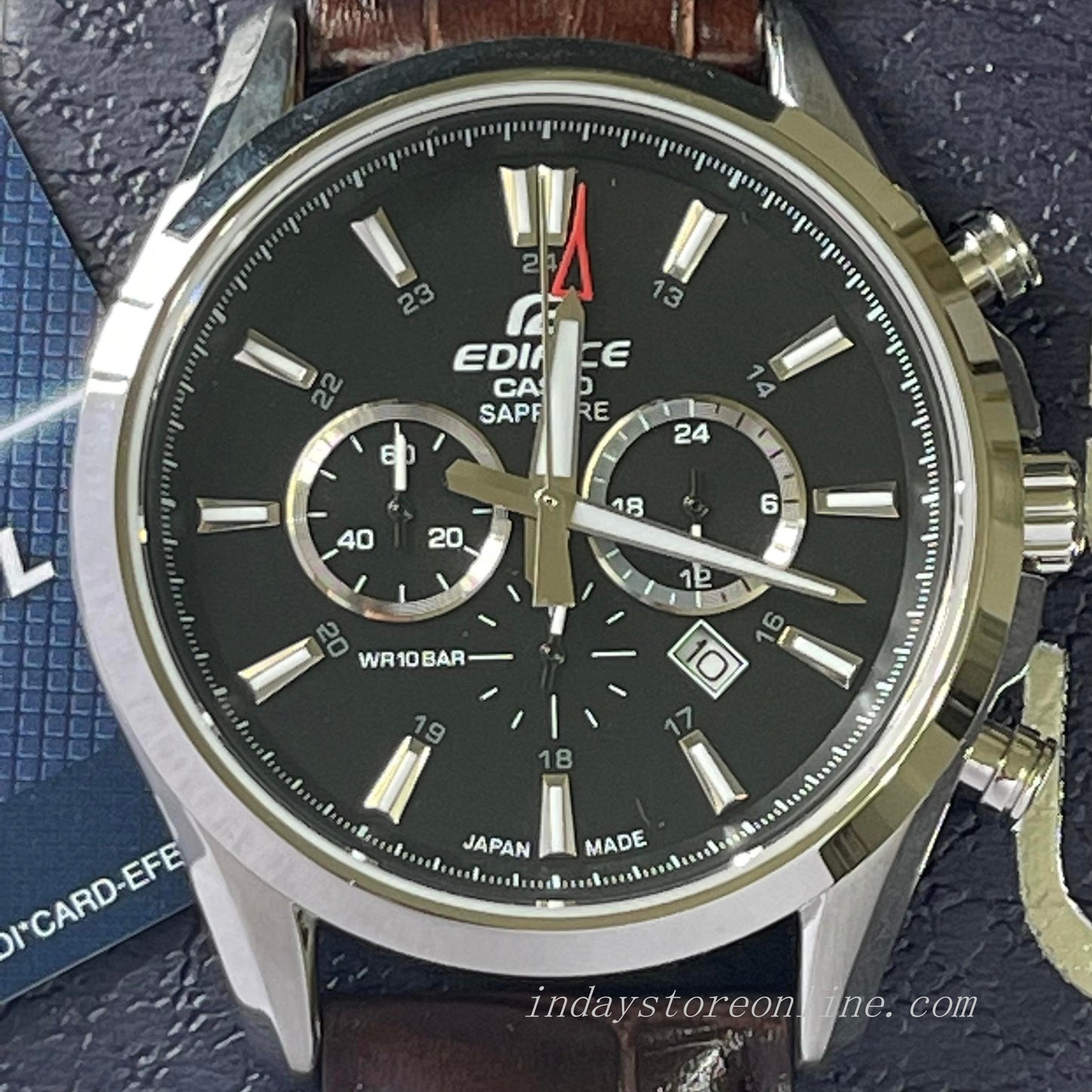 Casio Edifice Men's Watch EFB-504JL-1A Sapphire Glass Genuine Leather Band