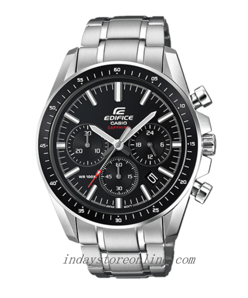 Casio Edifice Men's Watch EFB-570D-1A Standard Chronograph Stainless Steel Band Mineral Glass