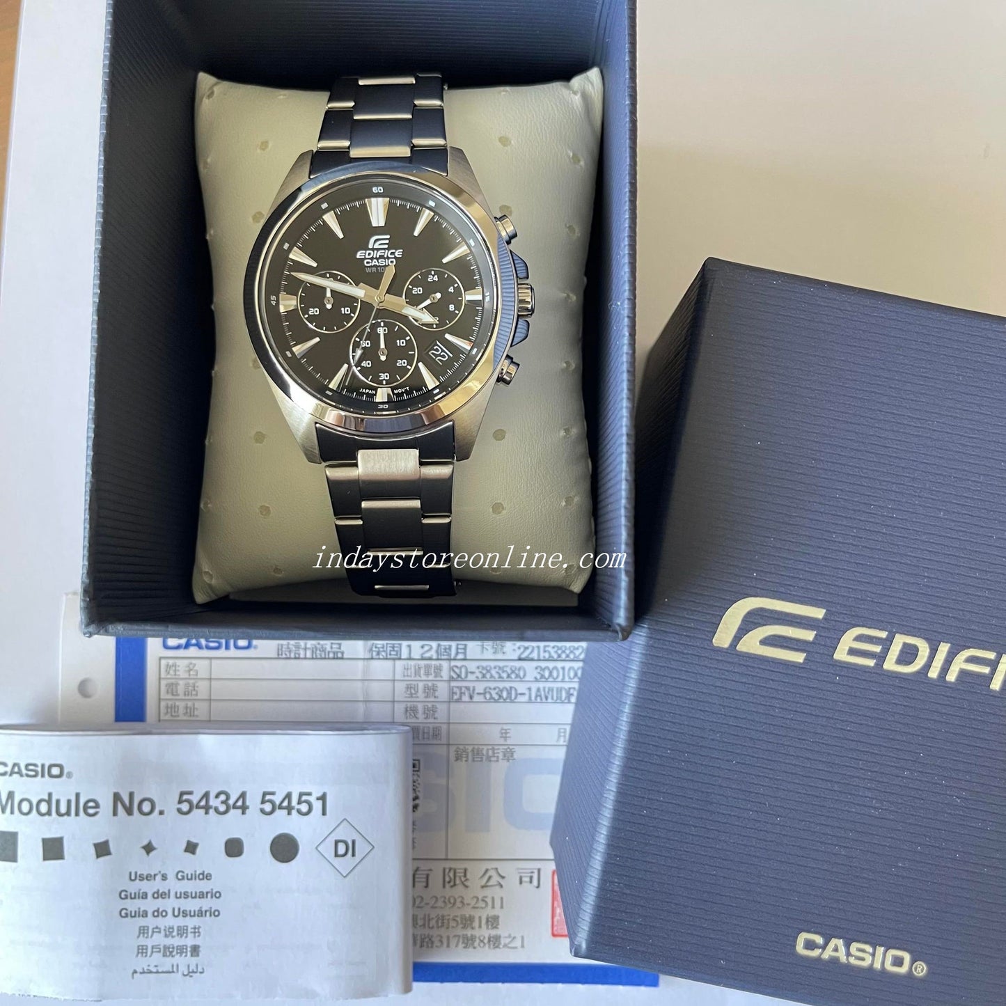 Casio Edifice Men's Watch EFV-630D-1A Standard Chronograph Stainless Steel Band Mineral Glass