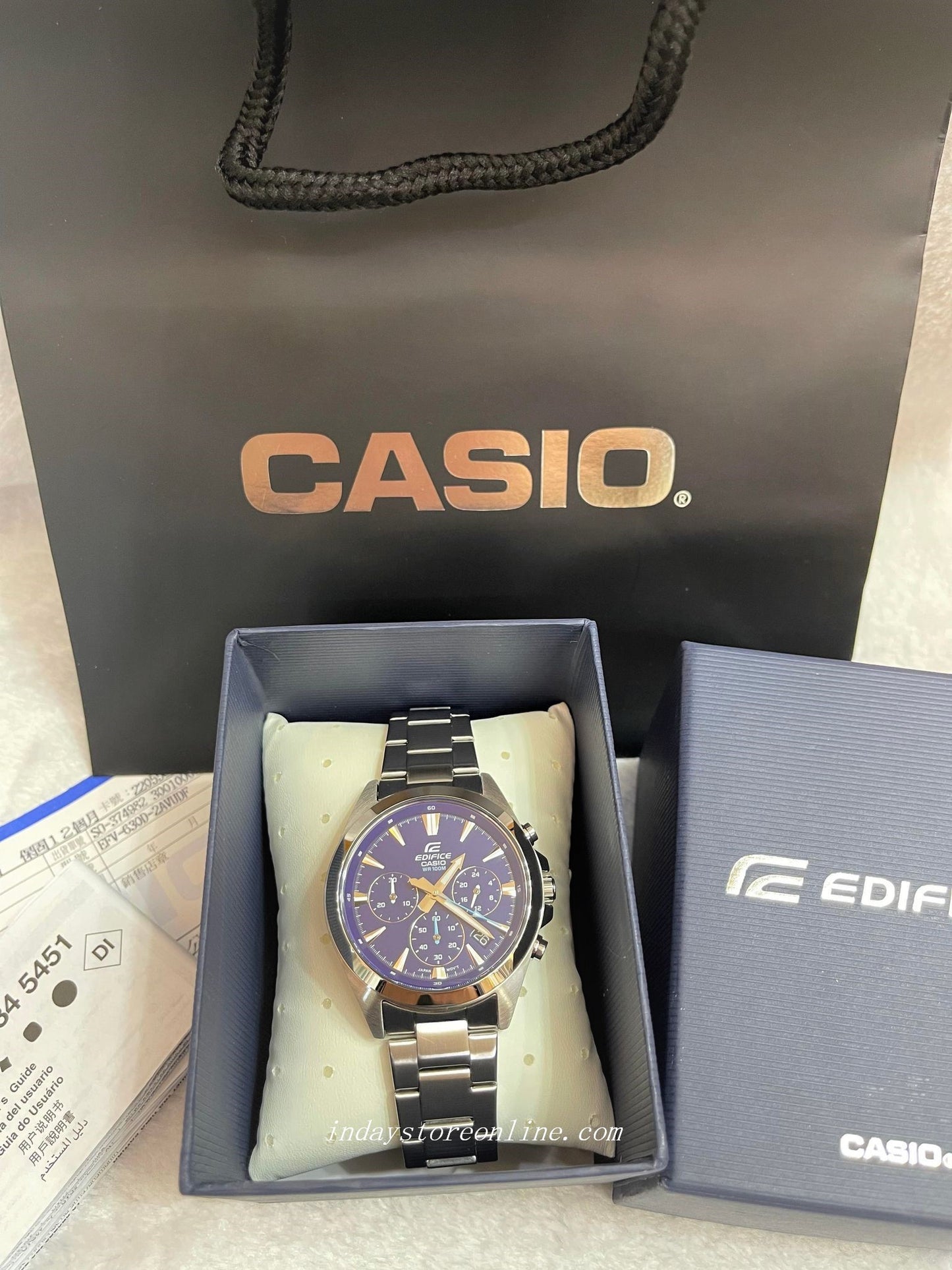 Casio Edifice Men's Watch EFV-630D-2A Standard Chronograph Stainless Steel Band
