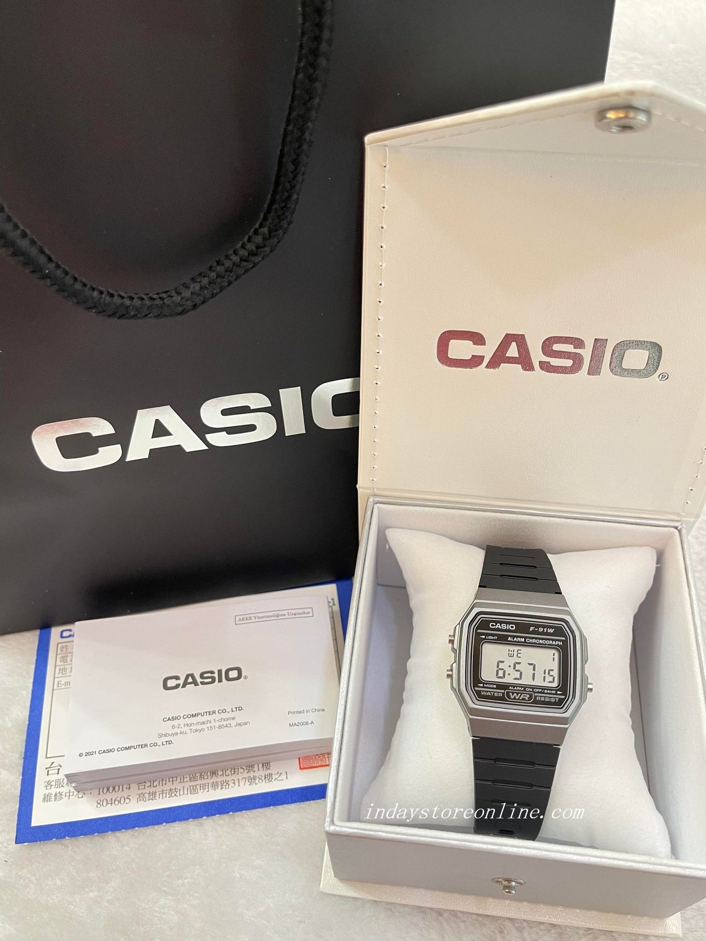Casio Digital Women's Watch F-91WM-1B Black Color Resin Strap Battery Life 7-Years