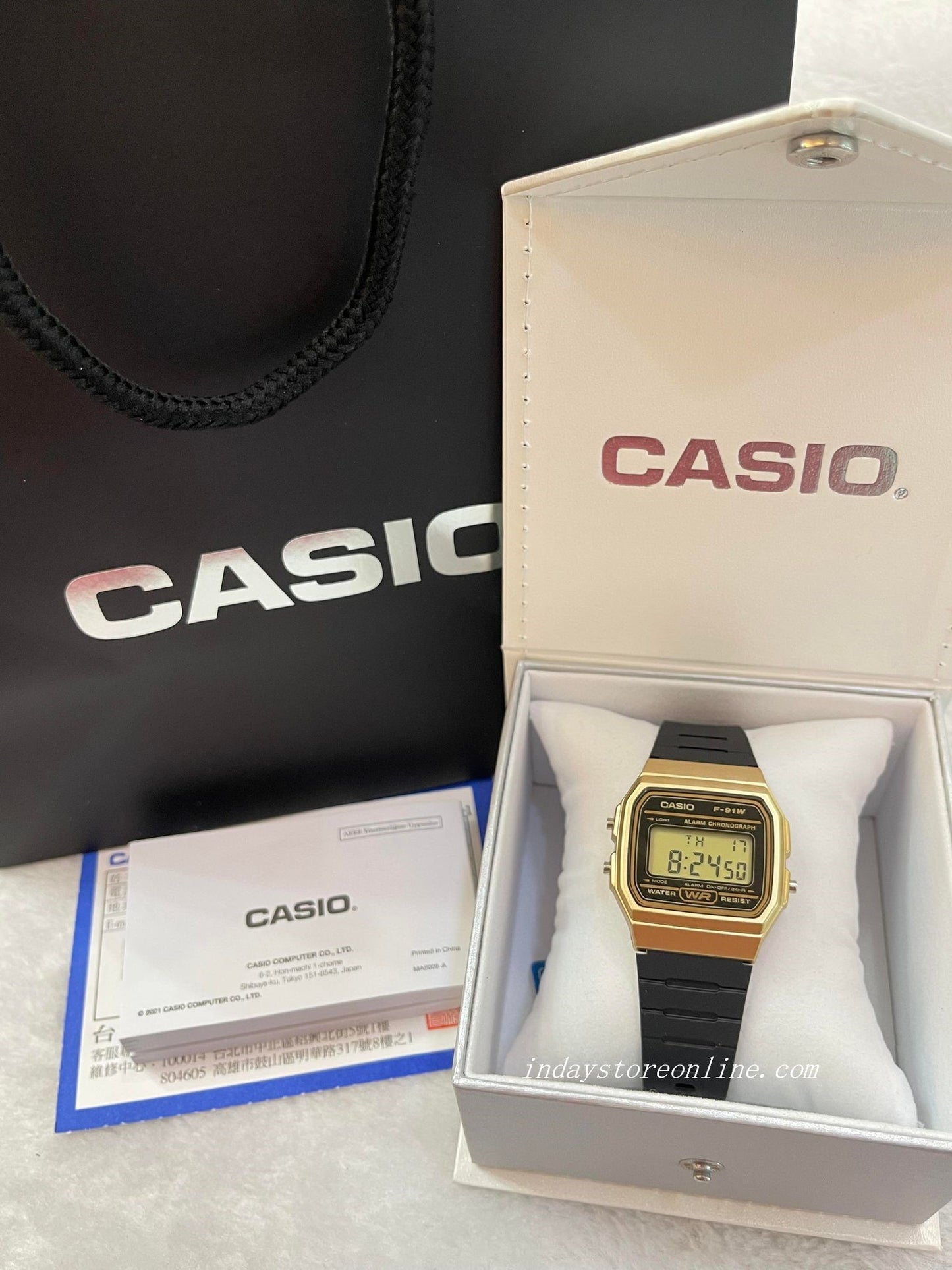 Casio Digital Women's Watch F-91WM-9A Black Color Resin Strap Battery Life 7-Years