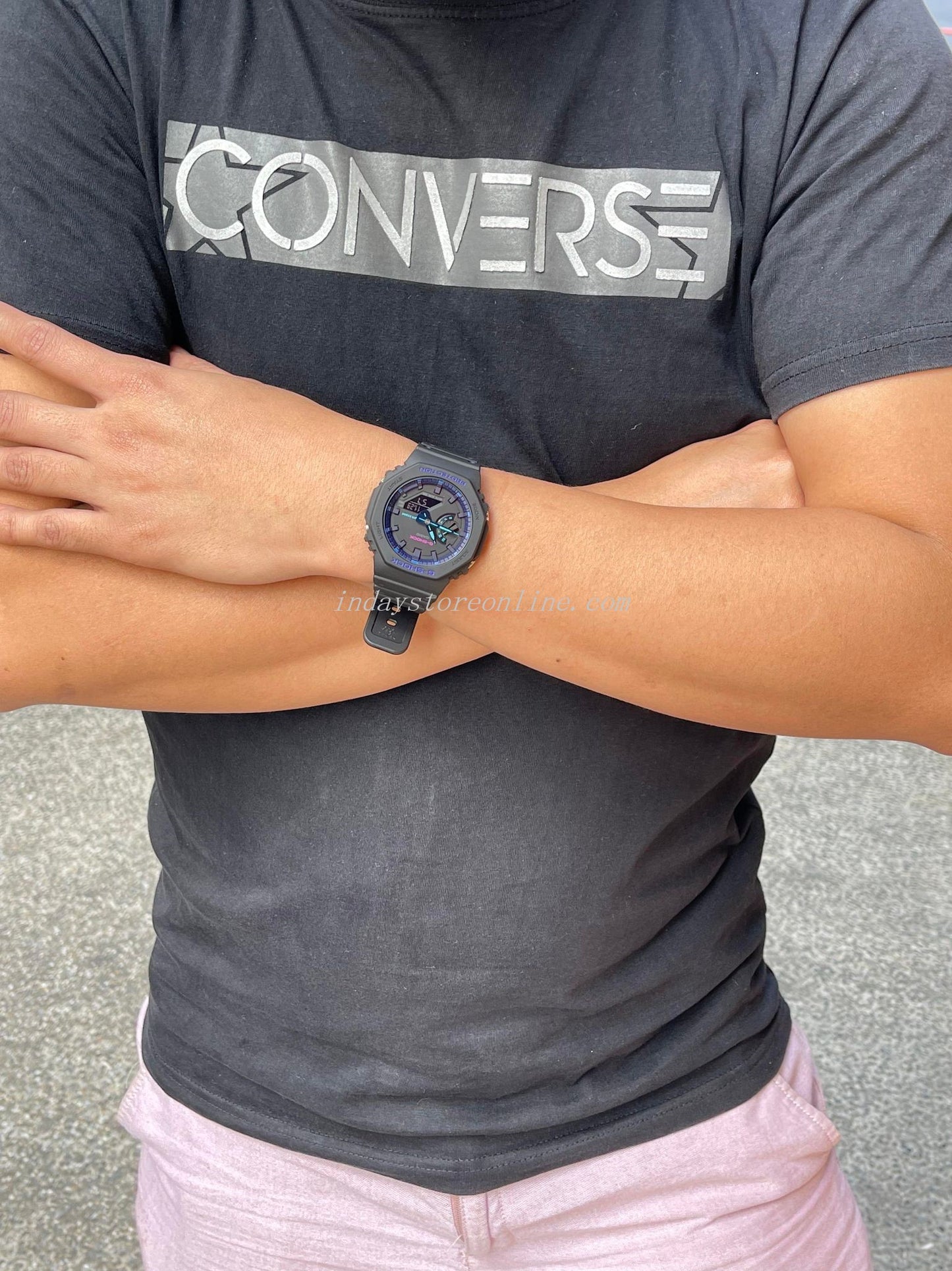 Casio G-Shock Men's Watch GA-2100VB-1A Analog-Digital Virtual Blue Series Sporty design Carbon Core Guard Structure