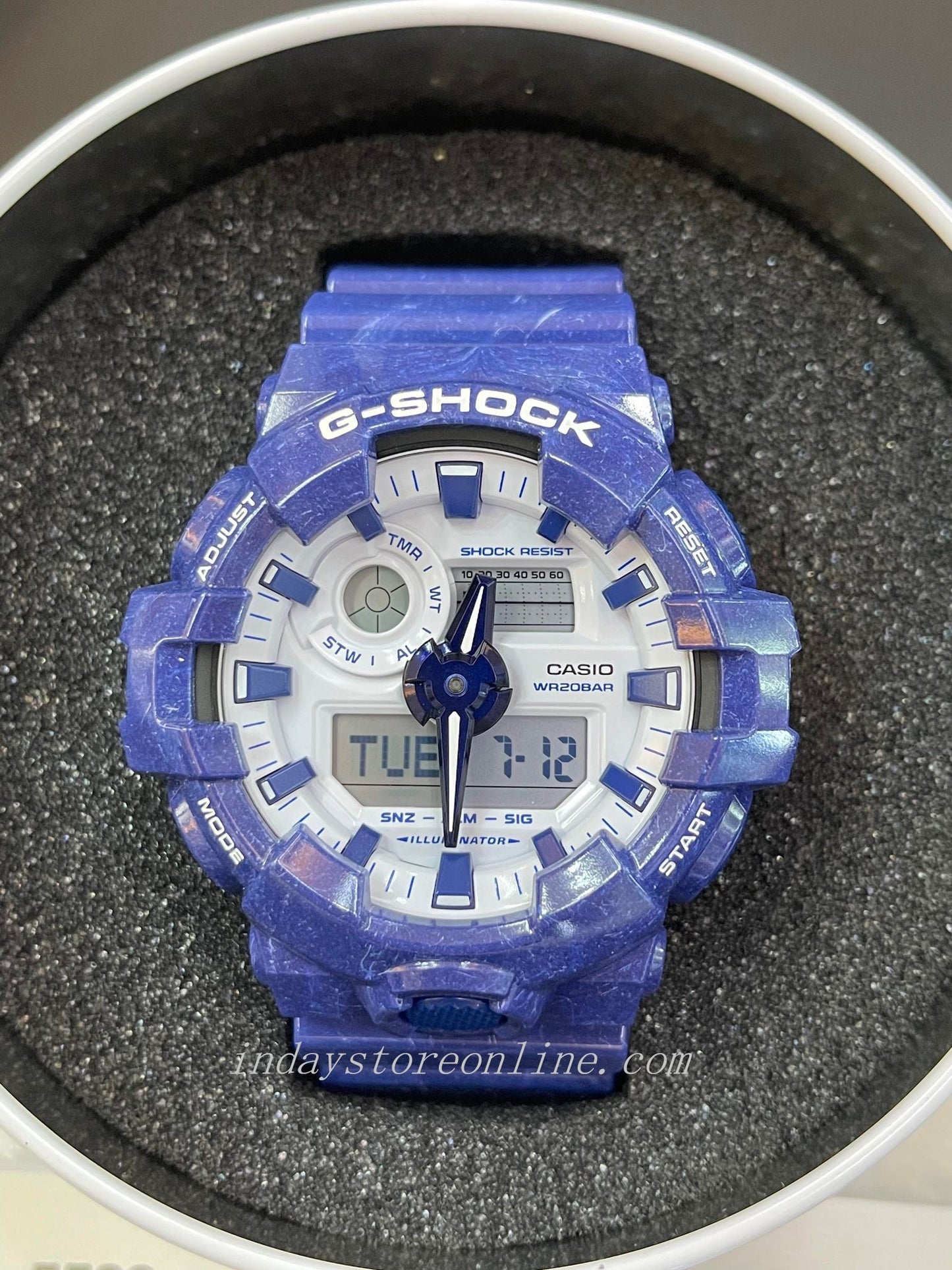 Casio G-Shock Men's Watch GA-700BWP-2A Analog-Digital GA-700 Series Blue and White Motifs