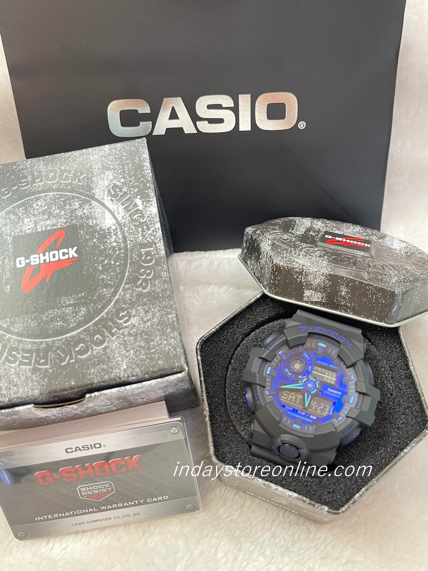 Casio G-Shock Men's Watch GA-700VB-1A Analog-Digital Virtual Blue Series Shock Resistant Mineral Glass