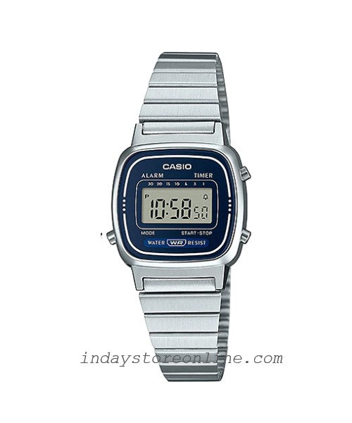 Casio Vintage Women's Watch LA670WA-2D Best Seller Silver Plated Stainless Steel Self-adjustable Band