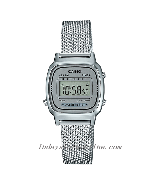 Casio Vintage Women's Watch LA670WEM-7 Silver Plated Stainless Steel Strap Self-adjustable Band