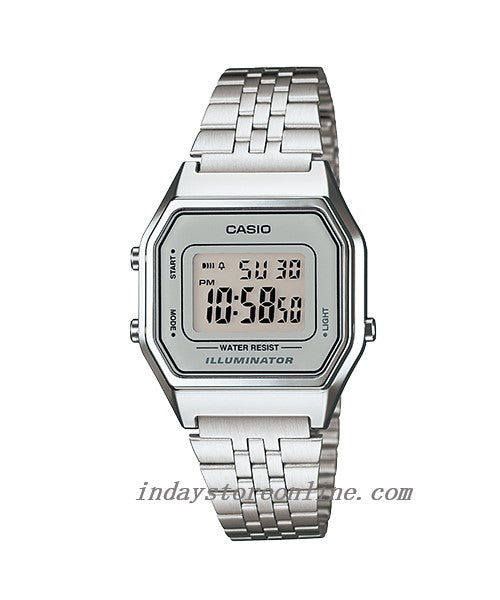 Casio Vintage Women's Watch LA680WA-7D Silver Plated Stainless Steel Strap Self-adjustable Band