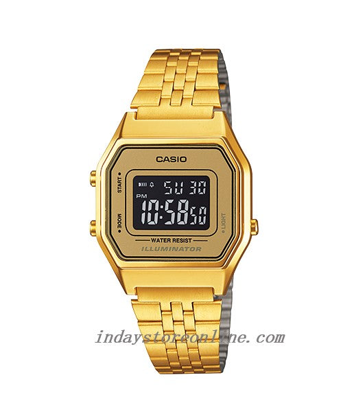 Casio Vintage Women's Watch LA680WGA-9B Gold Plated Stainless Steel Strap Self-adjustable Band