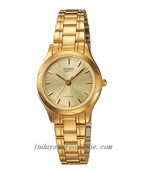 Casio Fashion Women's Watch LTP-1275G-9A Gold Plated Stainless Steel Band Mineral Glass