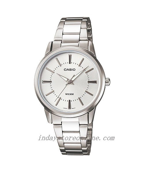 Casio Fashion Women's Watch LTP-1303D-7A Silver Stainless Steel Band Mineral Glass Triple-fold Clasp