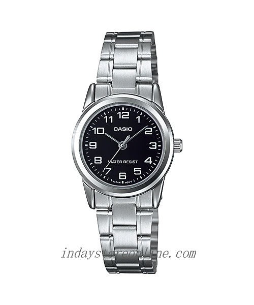 Casio Standard Women's Watch LTP-V001D-1B Silver Plated Stainless Steel Strap