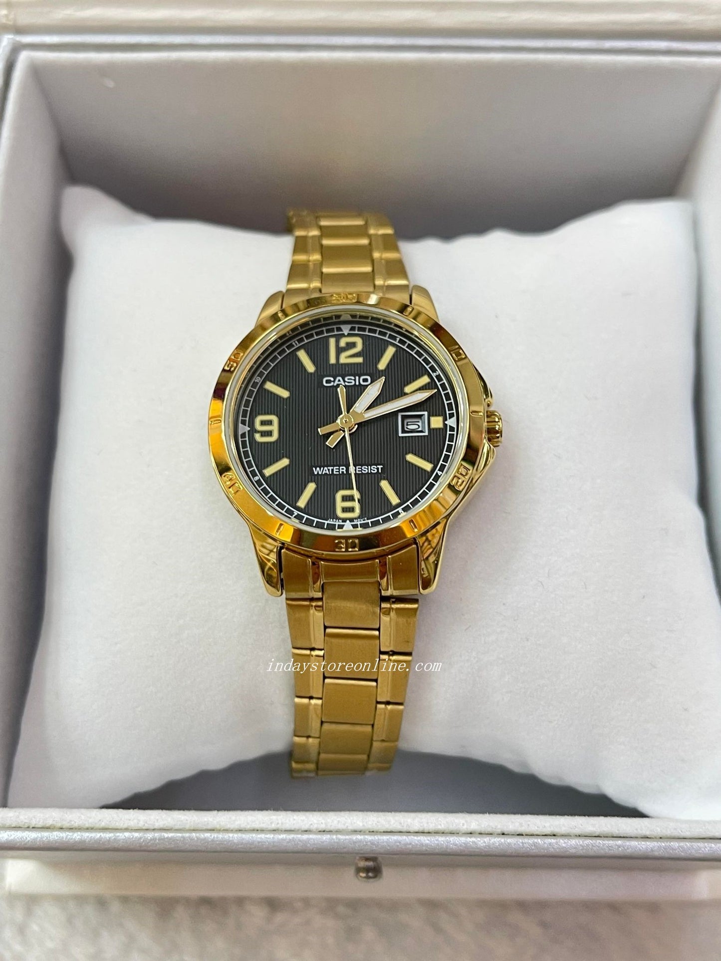 Casio Standard Women's Watch LTP-V004G-1B Gold Plated Stainless Steel Strap