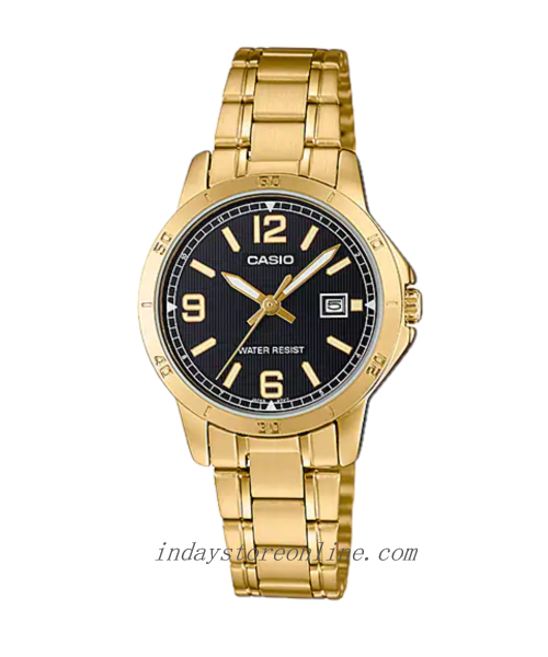 Casio Standard Women's Watch LTP-V004G-1B Gold Plated Stainless Steel Strap