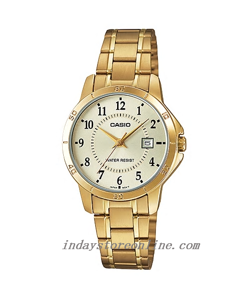 Casio Standard Women's Watch LTP-V004G-9B Gold Plated Stainless Steel Strap Mineral Glass