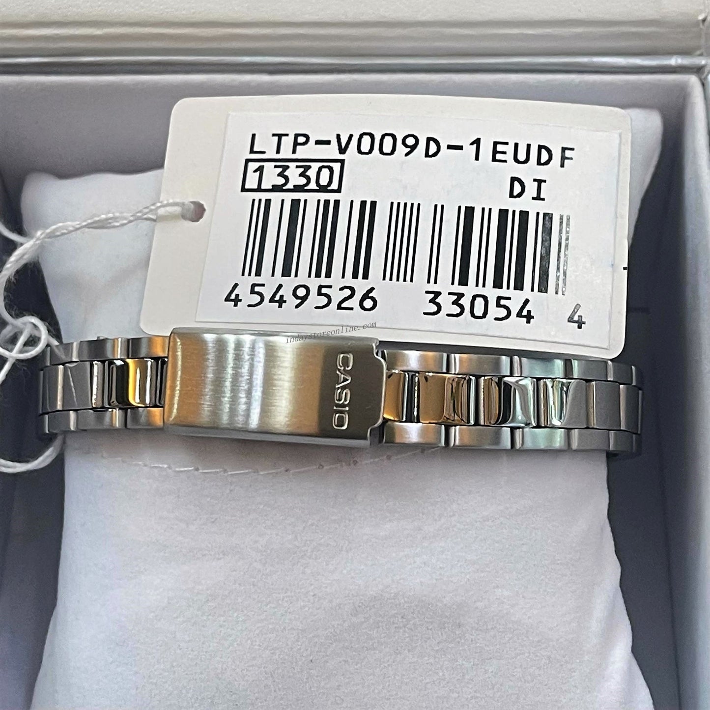 Casio Standard Women's Watch LTP-V009D-1E Square Type Silver Plated Stainless Steel Strap