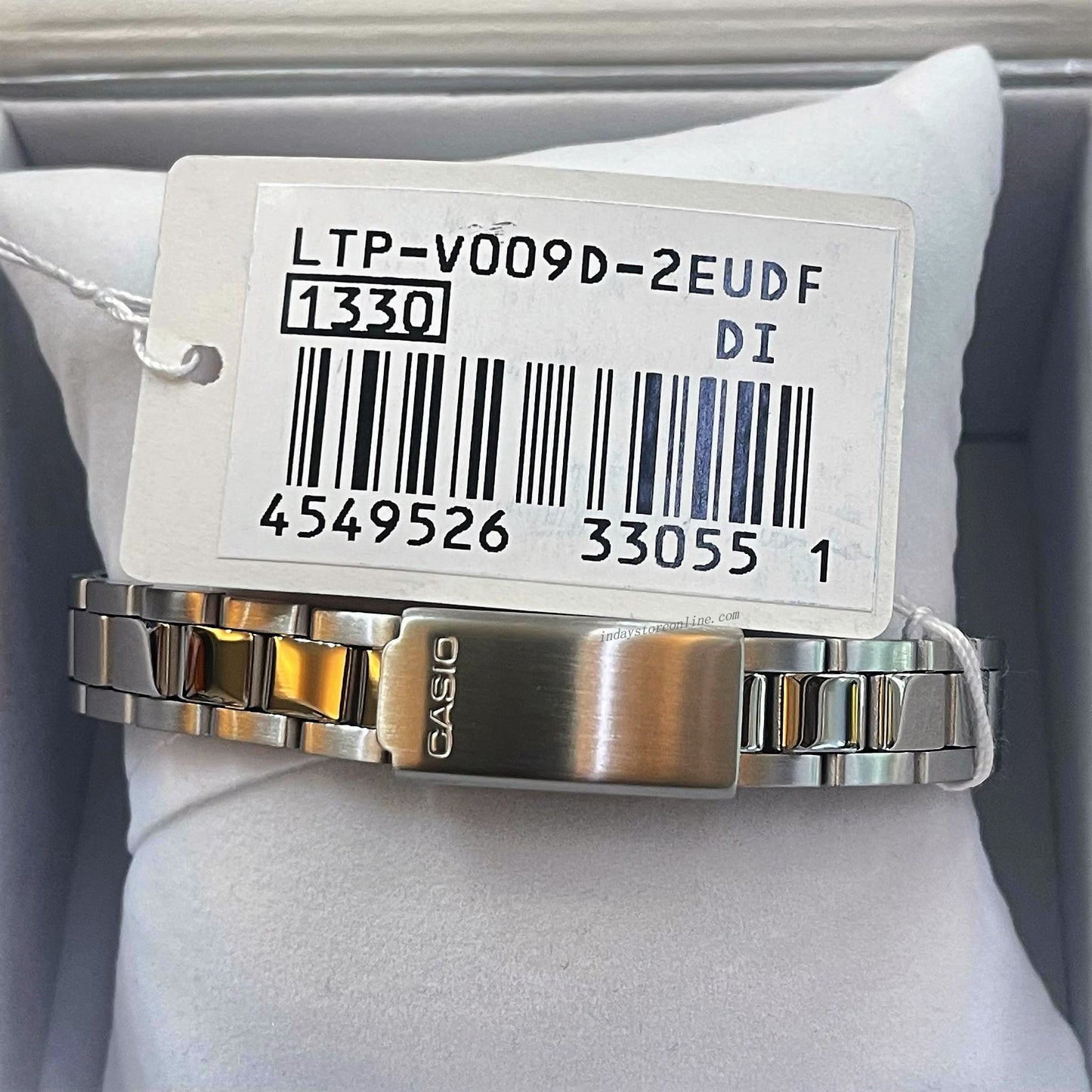 Casio Standard Women's Watch LTP-V009D-2E Square Type Silver Plated Stainless Steel Strap
