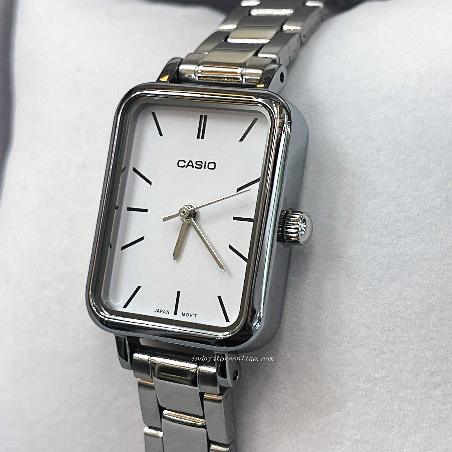 Casio Standard Women's Watch LTP-V009D-7E Square Type Silver Plated Stainless Steel Strap
