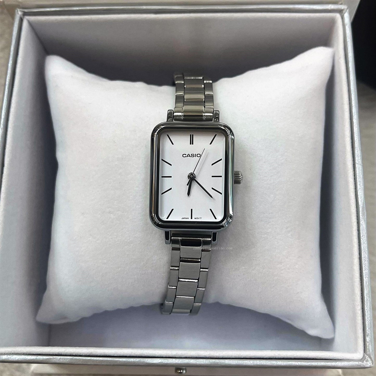 Casio Standard Women's Watch LTP-V009D-7E Square Type Silver Plated Stainless Steel Strap
