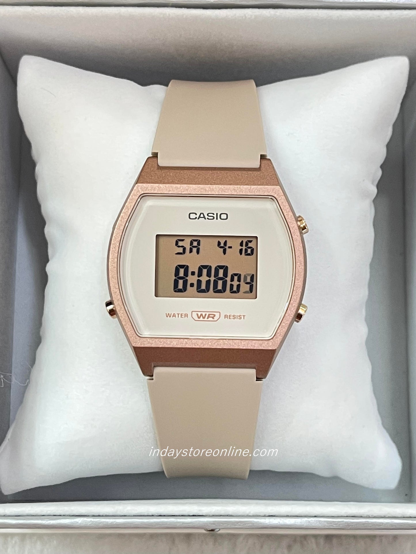 Casio Digital Women's Watch LW-204-4A Rose Gold Resin Strap