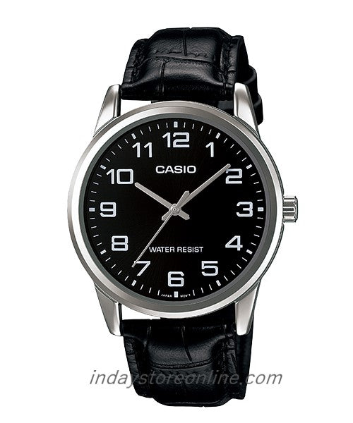Casio Standard Men's Watch MTP-V001L-1B Black Leather Strap Mineral Glass