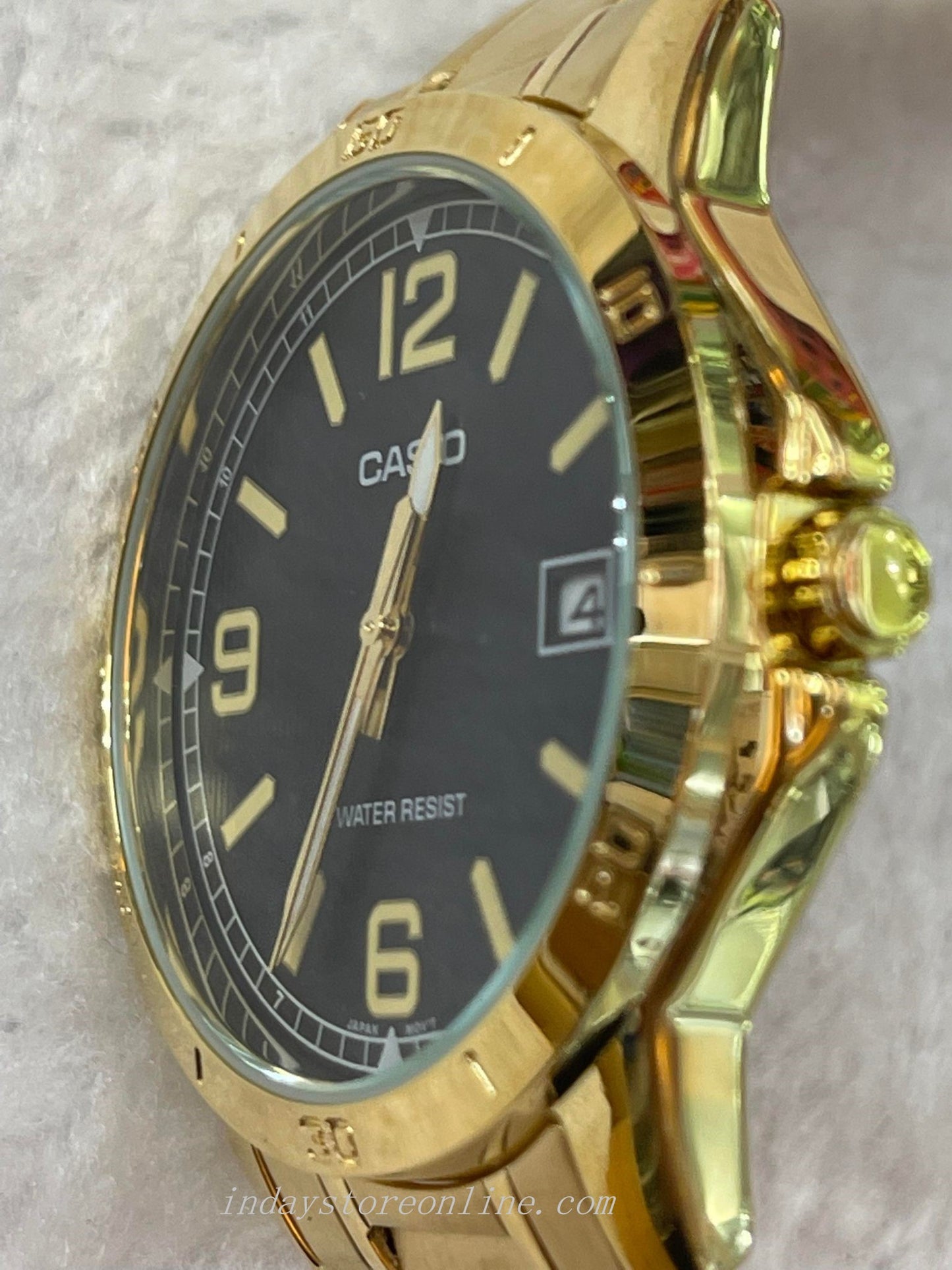 Casio Standard Men's Watch MTP-V004G-1B Gold Plated Stainless Steel Strap Mineral Glass