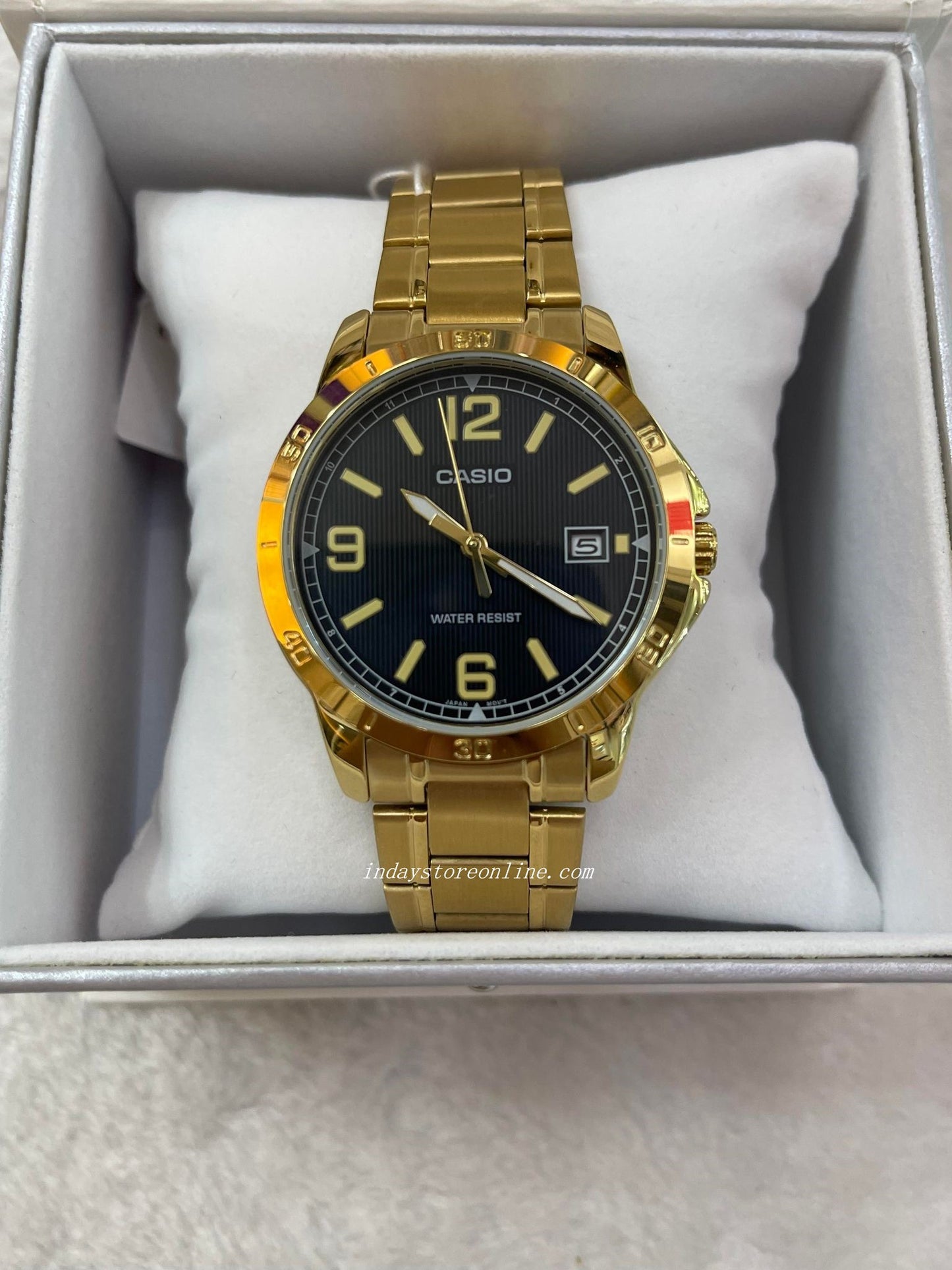 Casio Standard Men's Watch MTP-V004G-1B Gold Plated Stainless Steel Strap Mineral Glass