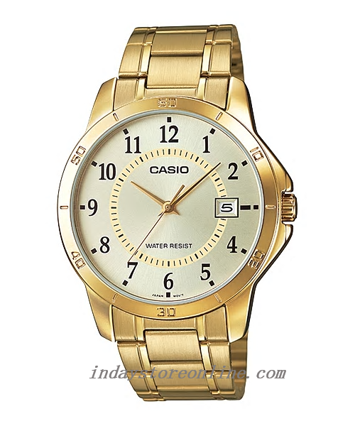Casio Standard Men's Watch MTP-V004G-9B Gold Plated Stainless Steel Strap Mineral Glass
