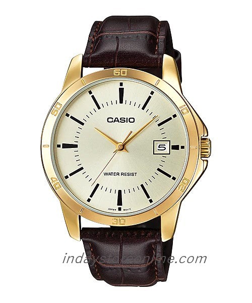 Casio Standard Men's Watch MTP-V004GL-9A Brown Leather Strap Mineral Glass