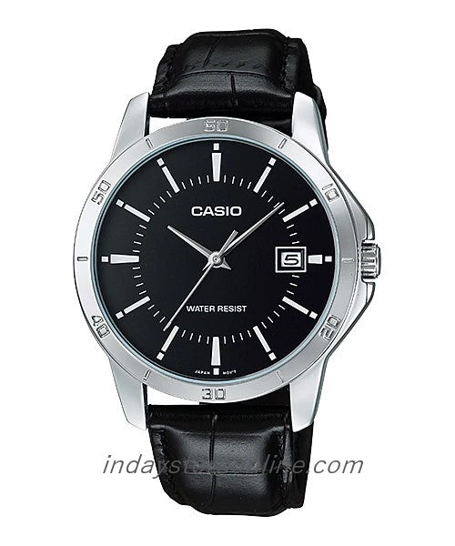 Casio Standard Men's Watch MTP-V004L-1A Black Leather Strap Mineral Glass