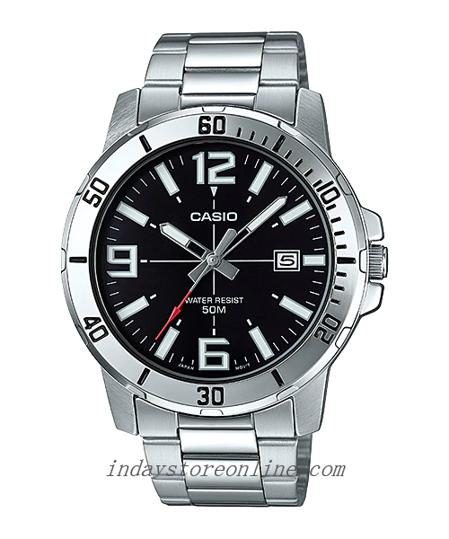 Casio Fashion Men's Watch MTP-VD01D-1B Silver Plated Stainless Steel Mineral Glass
