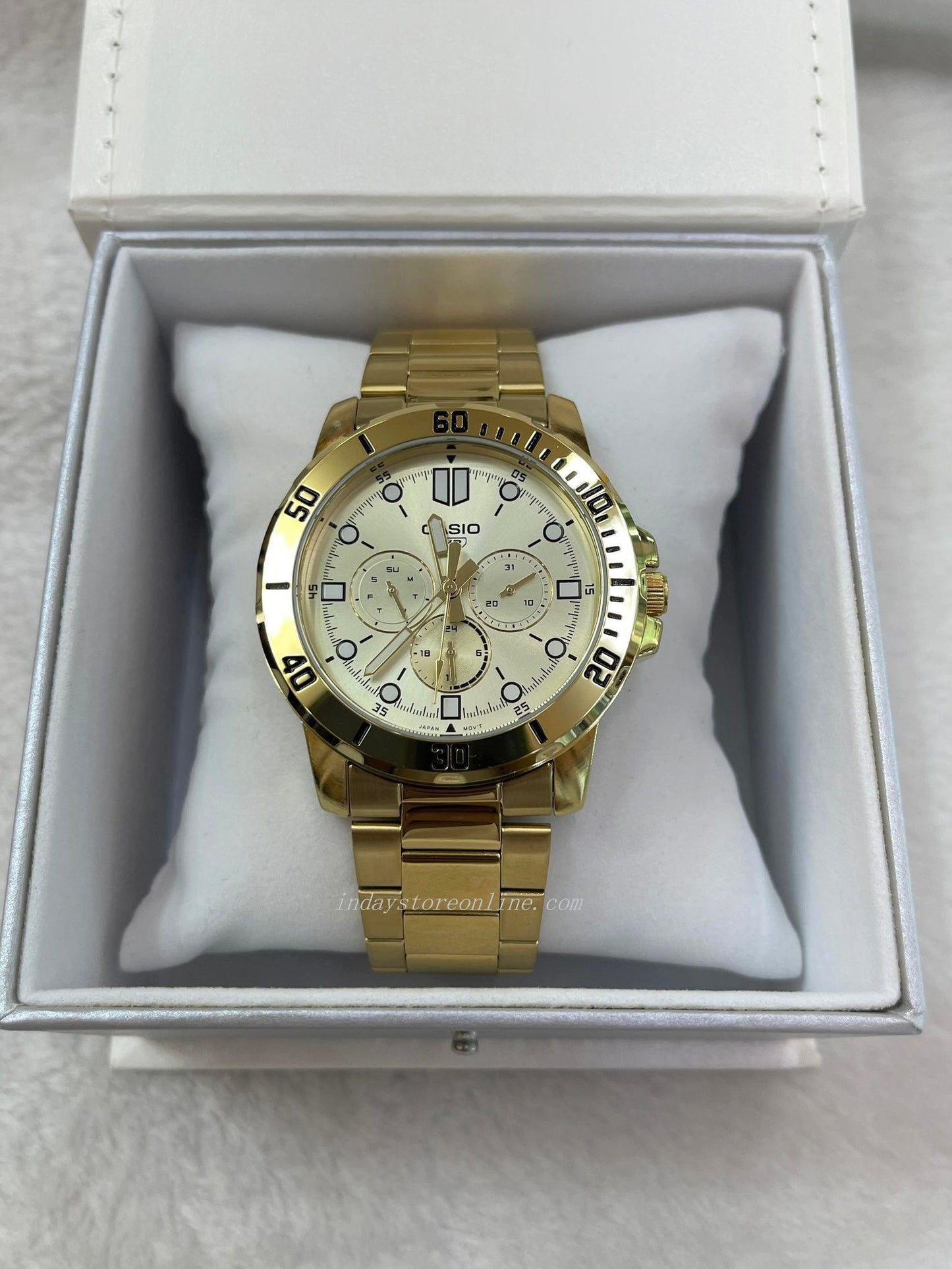 Casio Fashion Men's Watch MTP-VD300G-9E Gold Plated Stainless Steel Mineral Glass