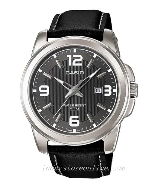 Casio Fashion Men's Watch MTP-1314L-8A Mineral Glass Genuine Leather Band