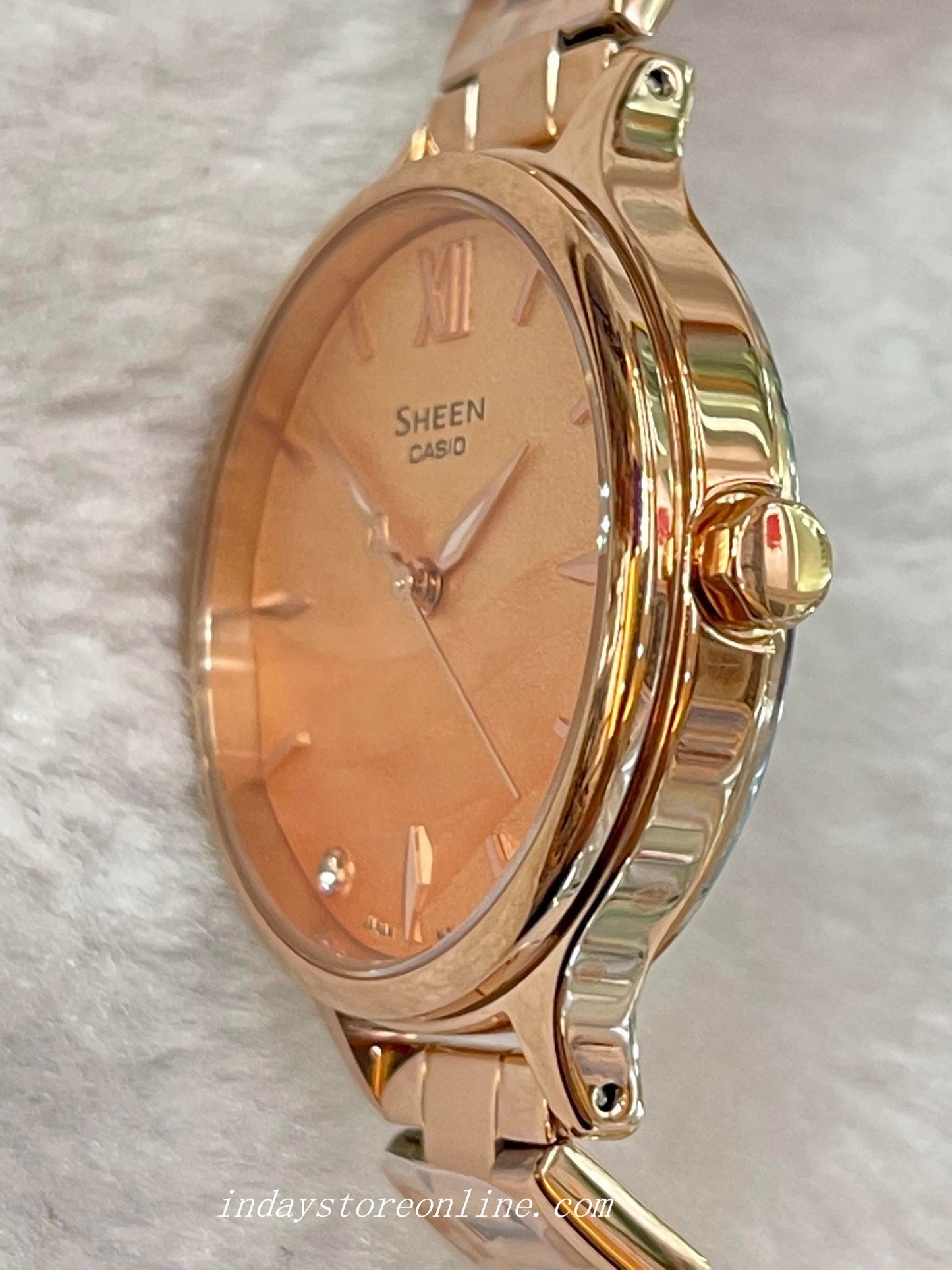 Casio Women's Watch SHE-4550PG-4A Stainless Steel Band One-touch 3-fold Clasp Sapphire Crystal
